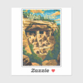 Mesa Verde Nationalpark Illustration Kunst, Dichtu Aufkleber (Blatt)