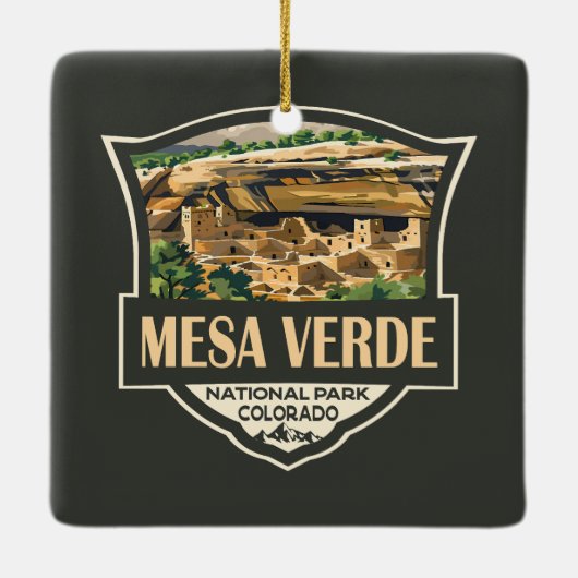 Mesa Verde Nationalpark Illustration Kunst, Dichtu Keramikornament (Rückseite)