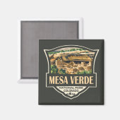Mesa Verde Nationalpark Illustration Kunst, Dichtu Magnet (Vorderseite/Rückseite)