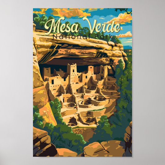 Mesa Verde Nationalpark Illustration Kunst, Dichtu Poster (Vorne)