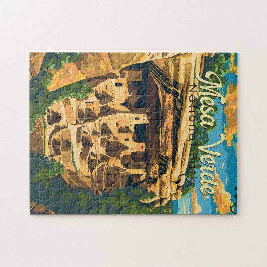 Mesa Verde Nationalpark Illustration Kunst, Dichtu Puzzle (Horizontal)