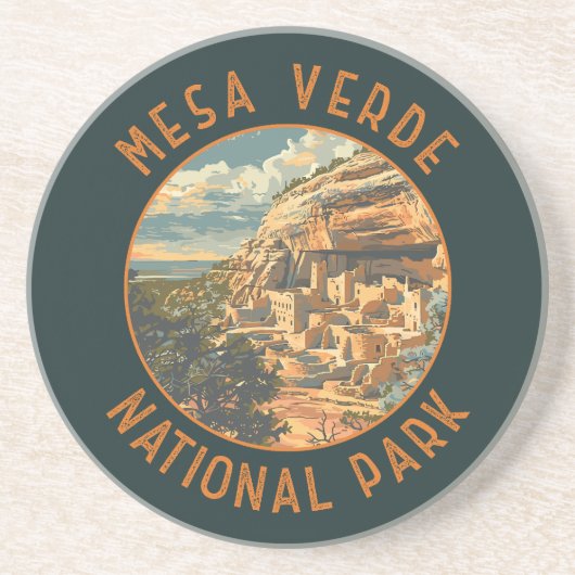 Mesa Verde Nationalpark Retro Distressed Circle Getränkeuntersetzer (Vorne)