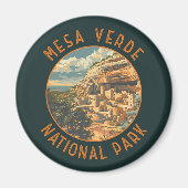 Mesa Verde Nationalpark Retro Distressed Circle Magnet (Vorne)