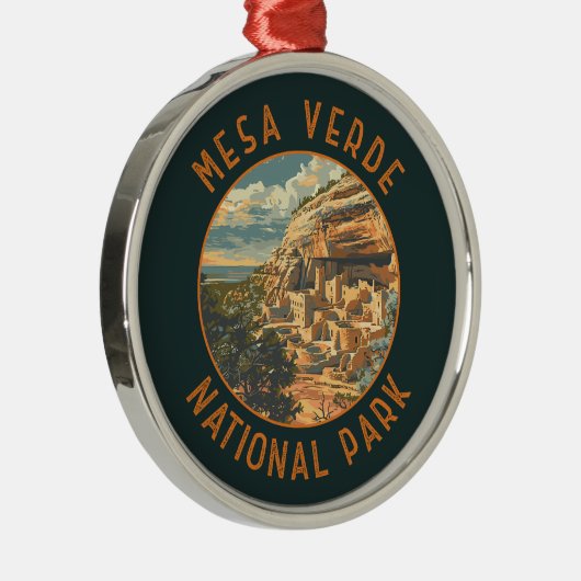 Mesa Verde Nationalpark Retro Distressed Circle Ornament Aus Metall (Rechts)