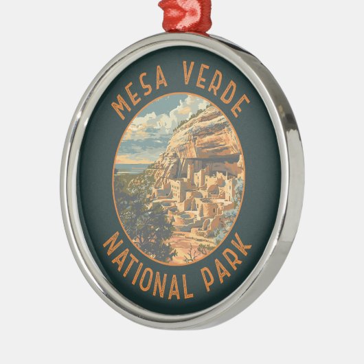 Mesa Verde Nationalpark Retro Distressed Circle Ornament Aus Metall (Links)