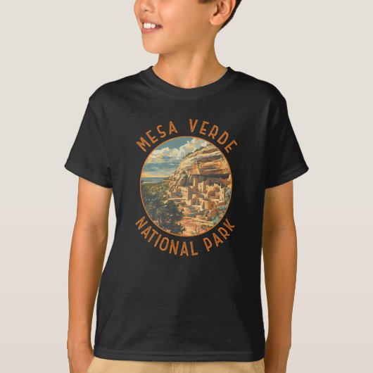 Mesa Verde Nationalpark Retro Distressed Circle T-Shirt (Vorderseite)