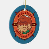 Mesa Verde Nationalpark Retro Kompass Emblem Keramik Ornament (Rechts)