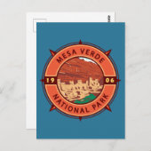 Mesa Verde Nationalpark Retro Kompass Emblem Postkarte (Vorne/Hinten)