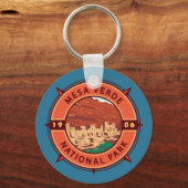 Mesa Verde Nationalpark Retro Kompass Emblem Schlüsselanhänger (Vorderseite)