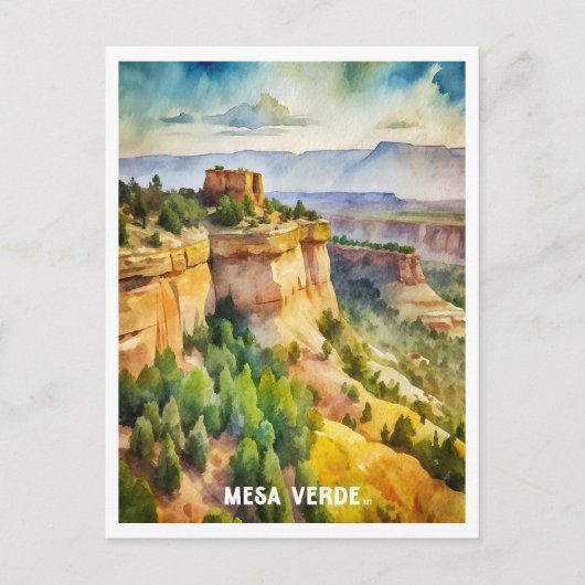 Mesa Verde Nationalpark Wasserfarben Malerei Postkarte (Vorderseite)