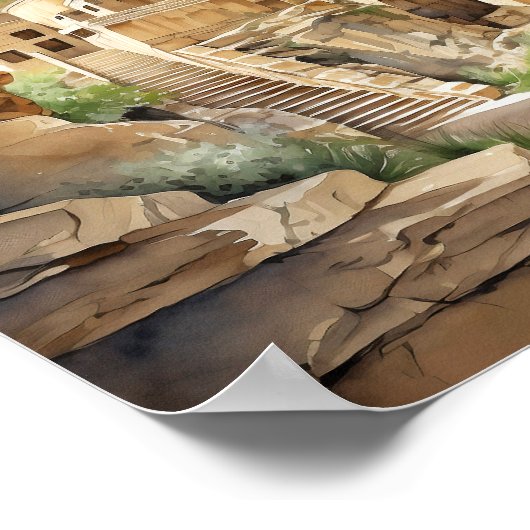 Mesa Verde Nationalpark Watercolor Art Poster (Ecke)