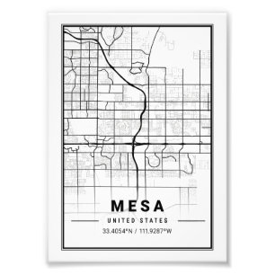 Mesa - Vereinigte Staaten - Ligth City Map Fotodruck