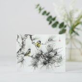 Mésanges aquarelle chinoise postkarte (Stehend Vorderseite)