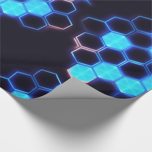 Mesmerisieren von Holografisch Cyberpunk Hexagon T Geschenkpapier (Ecke)