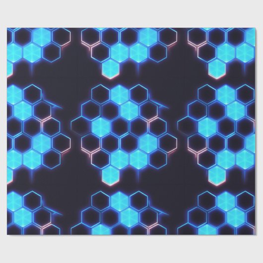 Mesmerisieren von Holografisch Cyberpunk Hexagon T Geschenkpapier (Flach)