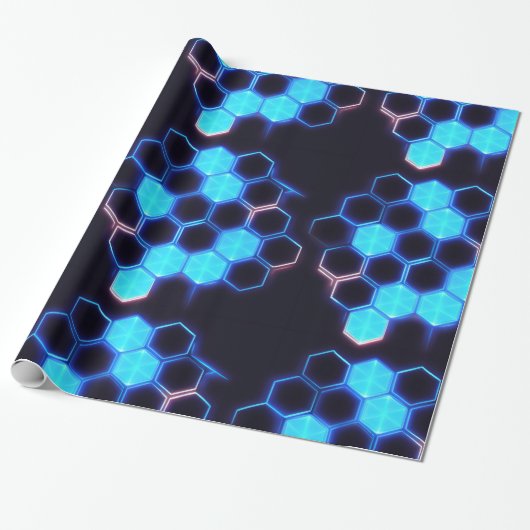 Mesmerisieren von Holografisch Cyberpunk Hexagon T Geschenkpapier (Ungerollt)