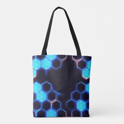 Mesmerisieren von Holografisch Cyberpunk Hexagon T Tasche (Rückseite)