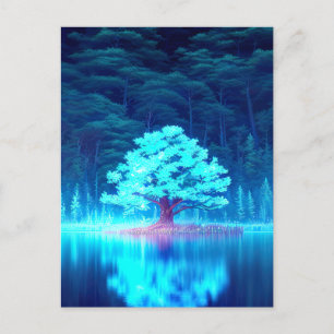 Mesmerisierender Blauer Tree auf dem Azurblau Postkarte