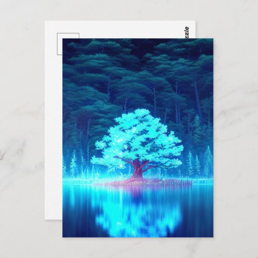 Mesmerisierender Blauer Tree auf dem Azurblau Postkarte (Vorne/Hinten)