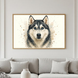 Mesmerisierendes blaues Mit Augen Husky-Aquarellpo Poster