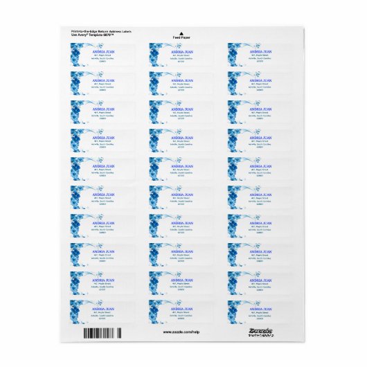 Mesmerizing Blue Floral Return Address Labels (Vorne)