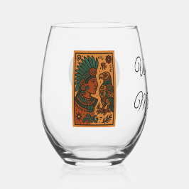 Mesoamerican Emperor Medallion Aztec/Mayan Person Weinglas Ohne Stiel