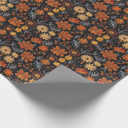 mesoamericanisch Inspiriert besticktes Blumenmuste Geschenkpapier (Ecke)