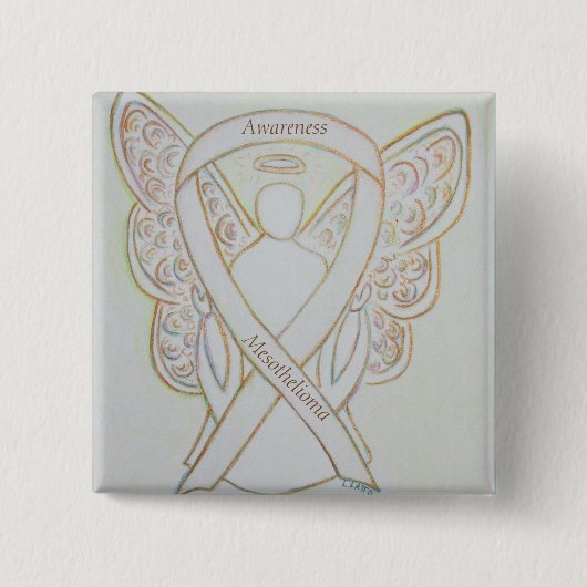 Mesotheliom Awareness Ribbon Angel Button (Vorderseite)