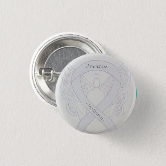 Mesotheliom Awareness Ribbon Angel Button (Vorne & Hinten)