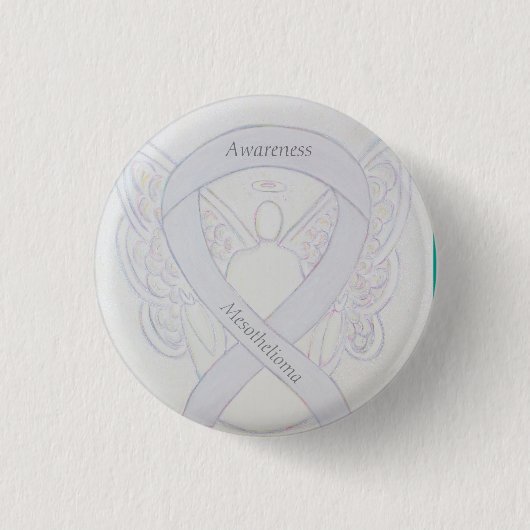 Mesotheliom Awareness Ribbon Angel Button (Vorderseite)