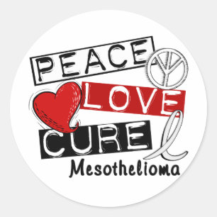 Mesotheliom PEACE LIEBE CURE 1 Runder Aufkleber