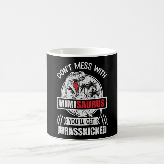 Mess dich nicht mit Mimi Saurus Dinosaur Familienm Kaffeetasse (Mittel)