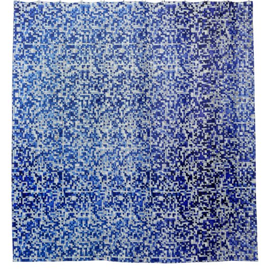 Mess kleiner Quadrate, blau mit weiß Duschvorhang (Vorderseite)