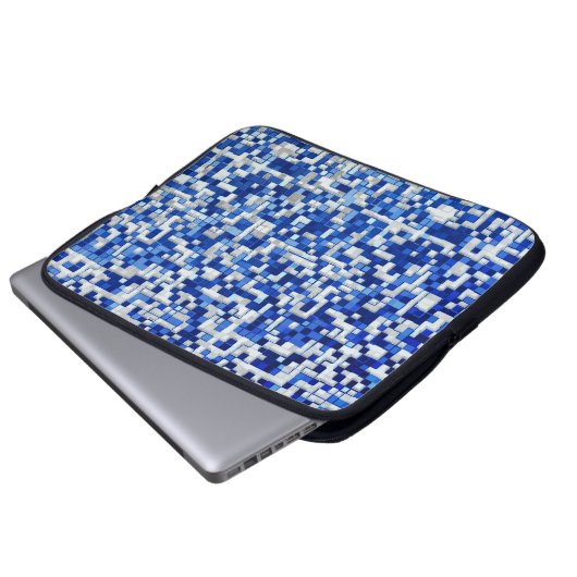 Mess kleiner Quadrate, blau mit weiß Laptopschutzhülle (Vorne Knopf)
