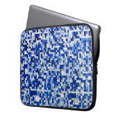 Mess kleiner Quadrate, blau mit weiß Laptopschutzhülle (Vorderseite Links)