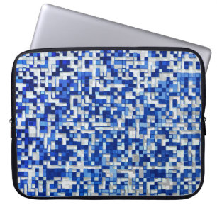 Mess kleiner Quadrate, blau mit weiß Laptopschutzhülle