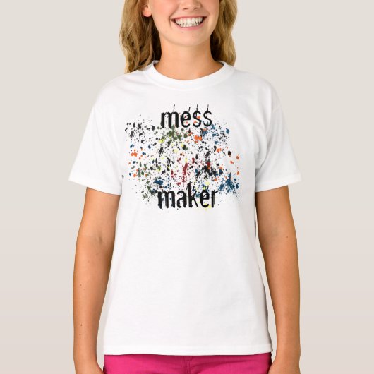 Mess Maker Messer farbenfrohe Paint-Spritzer T-Shirt (Vorderseite)