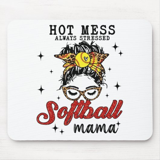 Mess stress immer betressen Softball Mama Mousepad (Vorne)