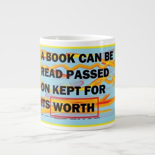 Message Art Design für diejenigen, die Bücher möge Jumbo-Tasse (Vorderseite)