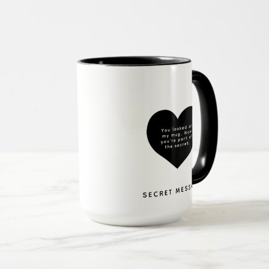 MESSAGE "Custom Text Black Heart SECRET" Tasse (VorderseiteRechts)
