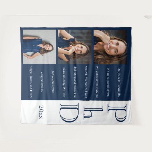 Message Foto Blue PhD Abschluss Wandteppich (Vorderseite (Horizontal))