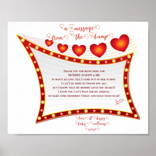 Message From The Bump Valentine Baby Shower Poster (Vorne)