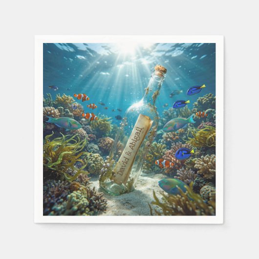 Message in a Bottle with Names Serviette (Vorderseite)
