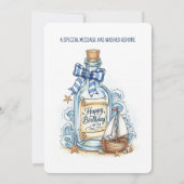 Message In Bottle Sailboat Birthday Invitation Einladung (Rückseite)