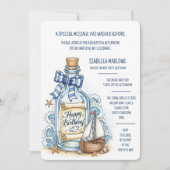 Message In Bottle Sailboat Birthday Invitation Einladung (Vorderseite)