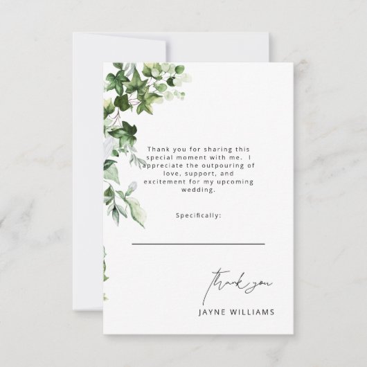 Message Ivy White Brautparty Vielen Dank Dankeskarte (Vorderseite)