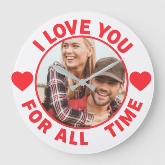 Message Photo I Love You All time Personalized Große Wanduhr (Vorderseite)