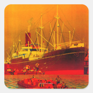 Messageries Maritimes Vintage Poster Europa Quadratischer Aufkleber