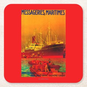 Messageries Maritimes Vintages PosterEurope Rechteckiger Pappuntersetzer