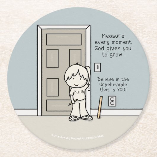 Messbare Momente Runder Pappuntersetzer (Vorderseite)